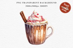 watercolor Christmas Hot Chocolate Coffee Clipart Cup PNG Scrapbooking Nursery wall art card making collage printable files xmas decor junk journal sublimation santa, xmas sublimation nursery, holiday winter  food drink