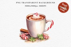 watercolor Christmas Hot Chocolate Coffee Clipart Cup PNG Scrapbooking Nursery wall art card making collage printable files xmas decor junk journal sublimation santa, xmas sublimation nursery, holiday winter  food drink