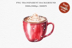 watercolor Christmas Hot Chocolate Coffee Clipart Cup PNG Scrapbooking Nursery wall art card making collage printable files xmas decor junk journal sublimation santa, xmas sublimation nursery, holiday winter  food drink