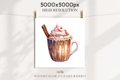 watercolor Christmas Hot Chocolate Coffee Clipart Cup PNG Scrapbooking Nursery wall art card making collage printable files xmas decor junk journal sublimation santa, xmas sublimation nursery, holiday winter  food drink