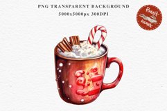 watercolor Christmas Hot Chocolate Coffee Clipart Cup PNG Scrapbooking Nursery wall art card making collage printable files xmas decor junk journal sublimation santa, xmas sublimation nursery, holiday winter  food drink