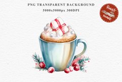 watercolor Christmas Hot Chocolate Coffee Clipart Cup PNG Scrapbooking Nursery wall art card making collage printable files xmas decor junk journal sublimation santa, xmas sublimation nursery, holiday winter  food drink