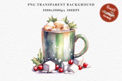 watercolor Christmas Hot Chocolate Coffee Clipart Cup PNG Scrapbooking Nursery wall art card making collage printable files xmas decor junk journal sublimation santa, xmas sublimation nursery, holiday winter  food drink
