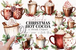 Watercolor Christmas Hot Cocoa Clipart Product Image 1