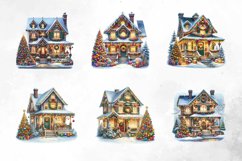 Watercolor Christmas House Clipart Product Image 4