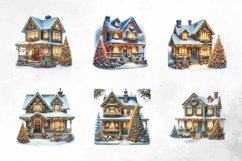 Watercolor Christmas House Clipart Product Image 5