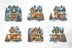 Watercolor Christmas House Clipart Product Image 3