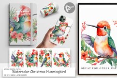 Digital Paper Watercolor Christmas Hummingbird Product Image 1