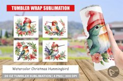 Tumbler Wrap Watercolor Christmas Hummingbird Product Image 1