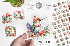 Sticker Watercolor Christmas Hummingbird Product Image 1