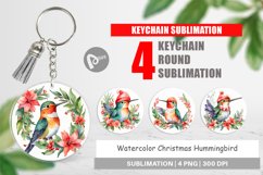 Keychain Watercolor Christmas Hummingbird Product Image 1