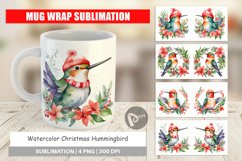 Mug Wrap Design Watercolor Christmas Hummingbird Product Image 1