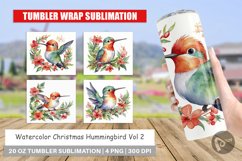 Tumbler Wrap Watercolor Christmas Hummingbird Product Image 1