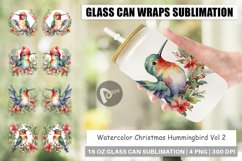 Glass Can Wraps Watercolor Christmas Hummingbird Product Image 1
