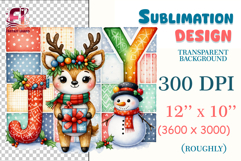 Hand-painted watercolor Christmas deer and snowman clipart PNG with transparent background, 300 DPI. Great for cards, stickers, sublimation, mugs and winter crafts.
