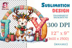 Hand-painted watercolor Christmas deer and snowman clipart PNG transparent background, 300 DPI. Great for cards, stickers, sublimation, mugs and winter crafts.