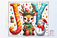Hand-painted watercolor Christmas deer and snowman clipart PNG transparent background, 300 DPI. Great for cards, stickers, sublimation, mugs and winter crafts.