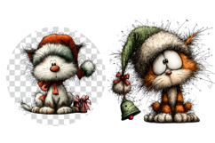 Watercolor Christmas Kitten Clipart Product Image 2