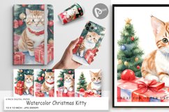 Digital Paper Watercolor Christmas Cat Product Image 1