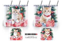 Watercolor Christmas Kitty | Tumbler Sublimation Wrap Product Image 2