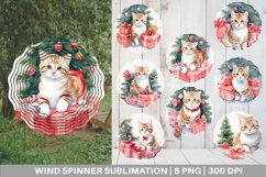 Watercolor Christmas Kitty Wind Spinner | Sublimation Product Image 1