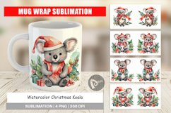 Mug Wrap Design Watercolor Christmas Koala Product Image 1