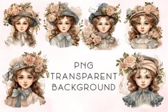 18 Victorian Girl Watercolor Clipart Bundle Product Image 2