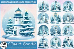 Watercolor Christmas Lighthouse Clipart Bundle Product Image 1