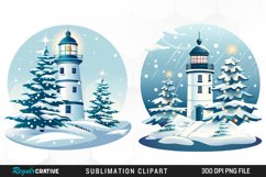 Watercolor Christmas Lighthouse Clipart Product Image 1