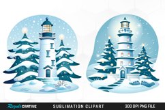 Watercolor Christmas Lighthouse Clipart Product Image 1