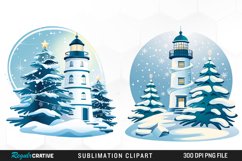 Watercolor Christmas Lighthouse Artwork Clipart Product Image 1