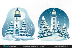 Watercolor Christmas Lighthouse Clipart Bundle Product Image 4
