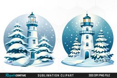 Watercolor Christmas Lighthouse Clipart Bundle Product Image 2