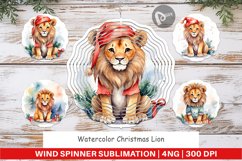 Wind Spinner Watercolor Christmas Lion Product Image 1