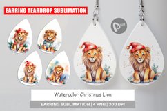 Earring Teardrop Watercolor Christmas Lion Product Image 1