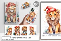 Digital Paper Watercolor Christmas Lion Product Image 1