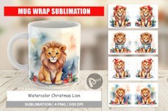 Mug Wrap Design Watercolor Christmas Lion Product Image 1