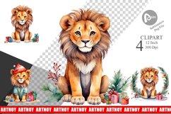 Clipart Watercolor Christmas Lion Product Image 1