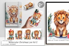 Digital Paper Watercolor Christmas Lion Product Image 1