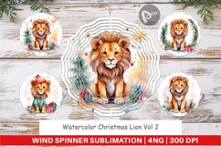 Wind Spinner Watercolor Christmas Lion Product Image 1
