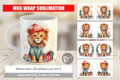 Mug Wrap Design Watercolor Christmas Lion Product Image 1