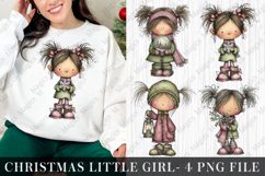watercolor Christmas Little Girl Clipart Product Image 1