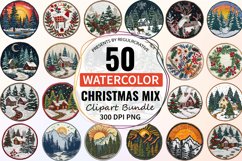 Watercolor Christmas Mix Clipart Bundle Product Image 1