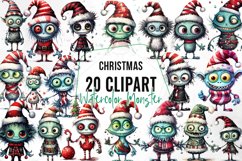Watercolor Christmas Monsters Clipart Product Image 1