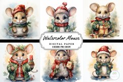 Watercolor Christmas Mouse Background Product Image 1