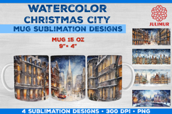 Watercolor Christmas City Mug Sublimation Design Product Image 3