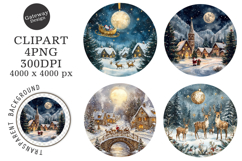Watercolor Christmas Night Ornament Clipart Product Image 1