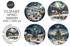 Watercolor Christmas Night Ornament Clipart Product Image 1