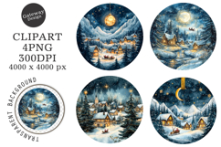 Watercolor Christmas Night Ornament Clipart Product Image 1
