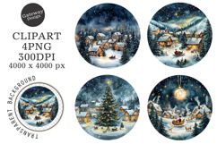 Watercolor Christmas Night Ornament Clipart Product Image 1